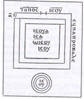 Диаграмма, обозначающая «место (топос) Иеу» в Плероме и содержащая модификации его Имени.