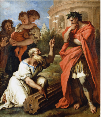 Файл:Tarquin the Elder consulting Attus Nevius the Augur, Ricci, Sebastiano.png