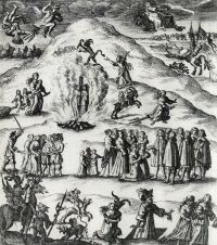 Немецкая иллюстрация суда над ведьмами Мора, 1670
